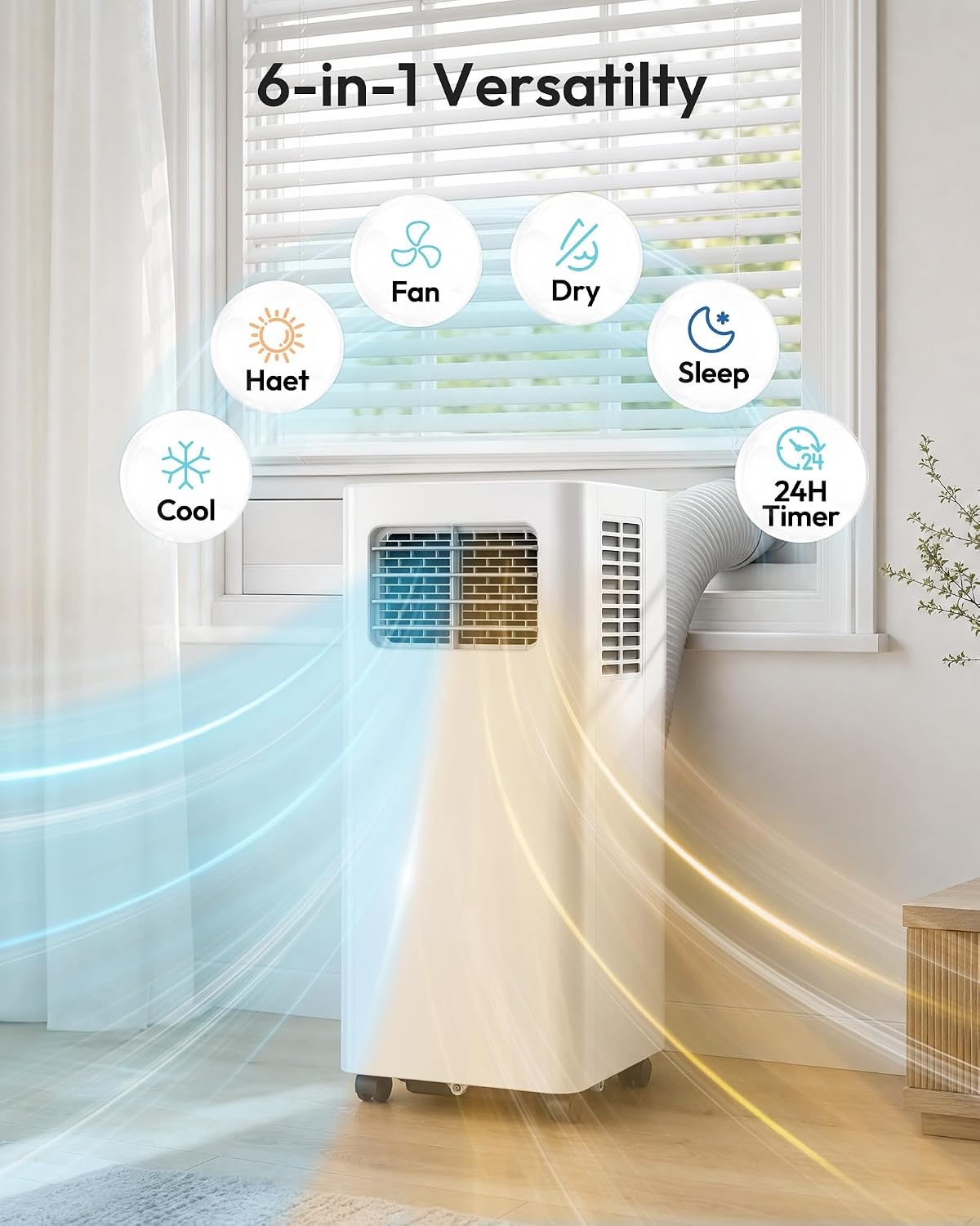 image:imageEUHOMY 14000 BTU Portable Air ConditionersSmart AC Unit with Heat APP12 000 BTU HEAT WIFI White