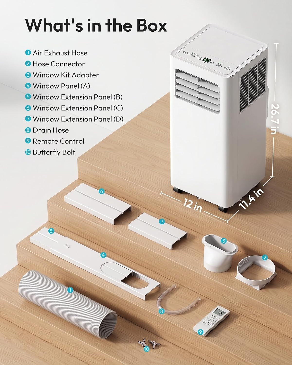 image:imageEUHOMY 14000 BTU Portable Air ConditionersSmart AC Unit with Heat APP12 000 BTU HEAT WIFI White