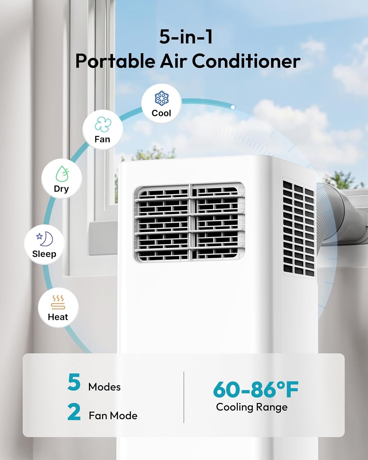 image:imageEUHOMY 14000 BTU Portable Air ConditionersSmart AC Unit with Heat APP12 000 BTU HEAT WIFI