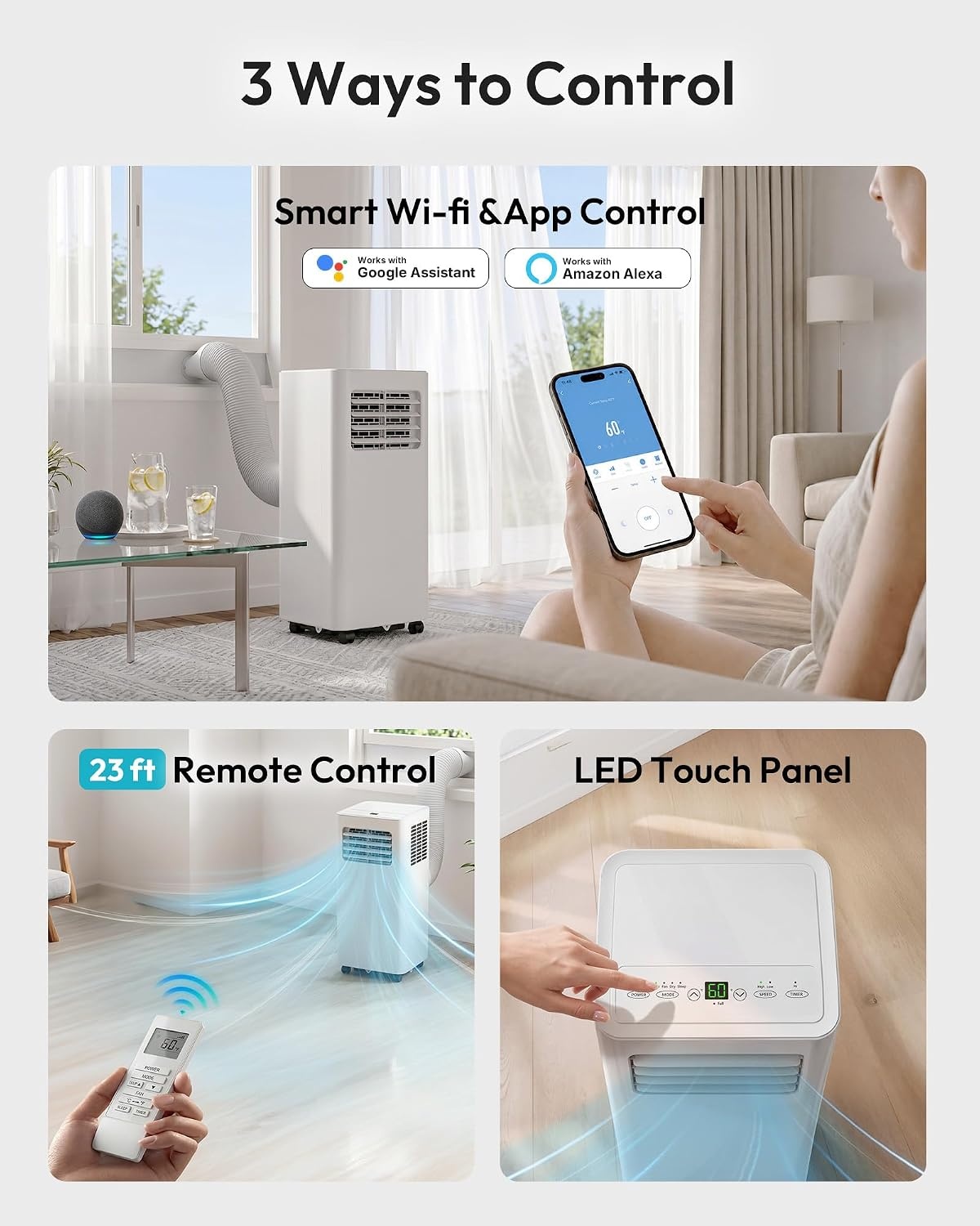 image:imageEUHOMY 14000 BTU Portable Air ConditionersSmart AC Unit with Heat APP12 000 BTU WIFI NEW