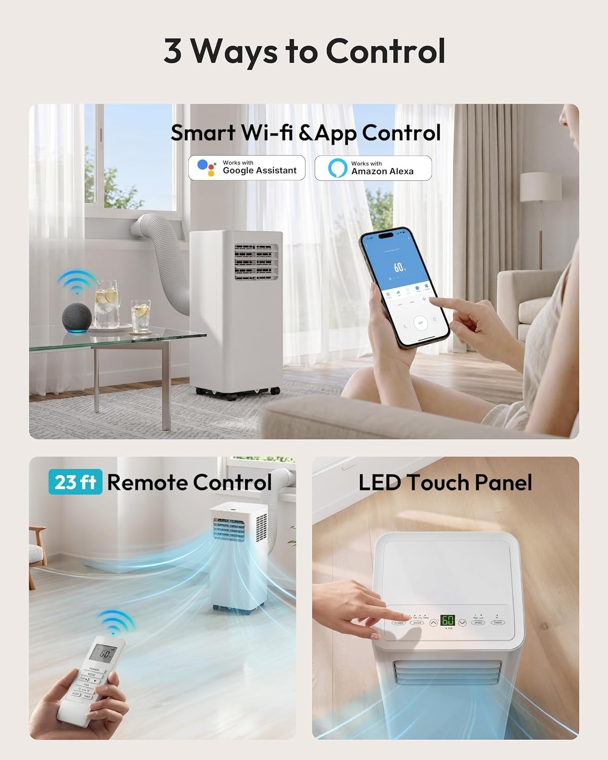 image:imageEUHOMY 14000 BTU Portable Air ConditionersSmart AC Unit with Heat APP14 000 BTU HEAT NEW WIFI
