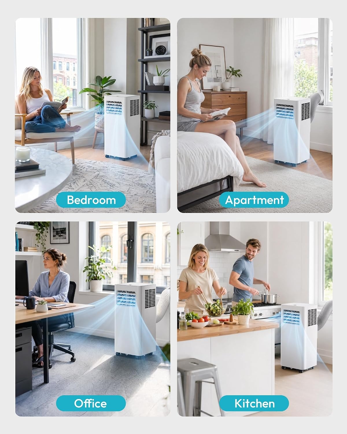 image:imageEUHOMY 14000 BTU Portable Air ConditionersSmart AC Unit with Heat APP14 000 BTU WIFI White