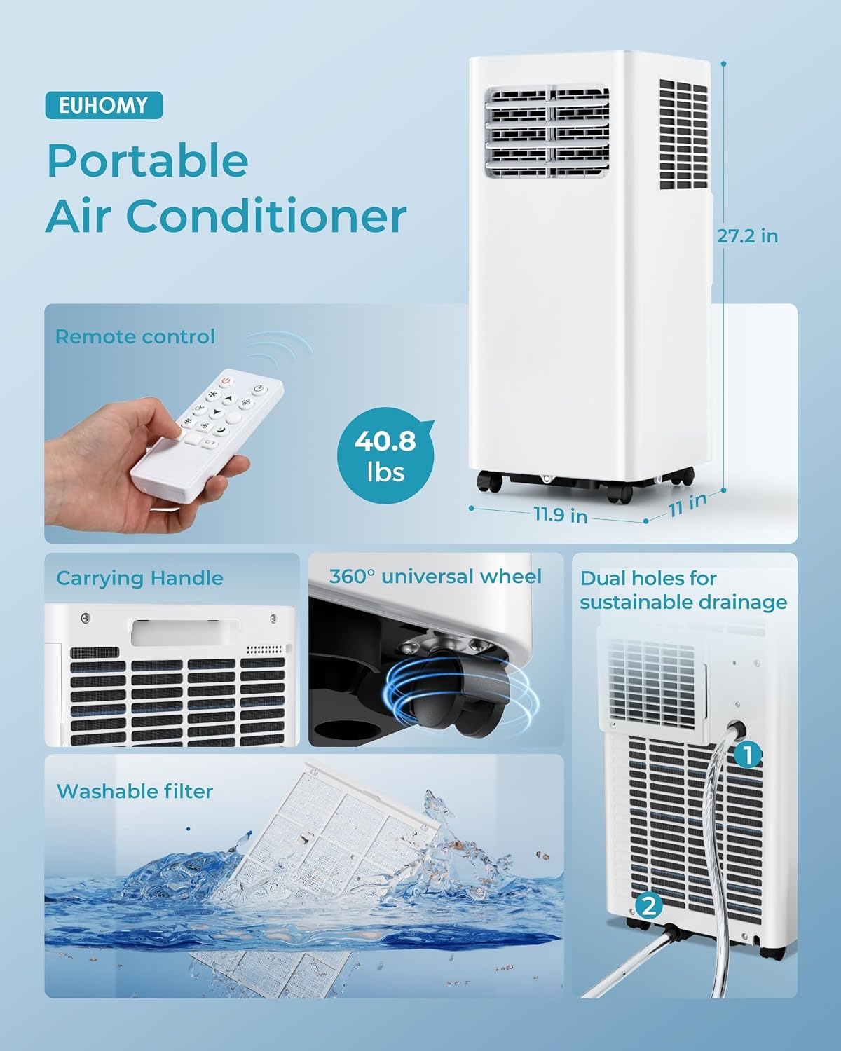 image:imageEUHOMY 14000 BTU Portable Air ConditionersSmart AC Unit with Heat APP8000