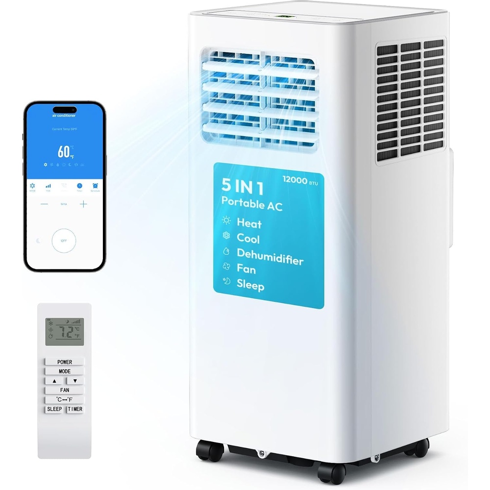 image:imageEUHOMY 14000 BTU Portable Air ConditionersSmart AC Unit with Heat APP12 000 BTU HEAT WIFI