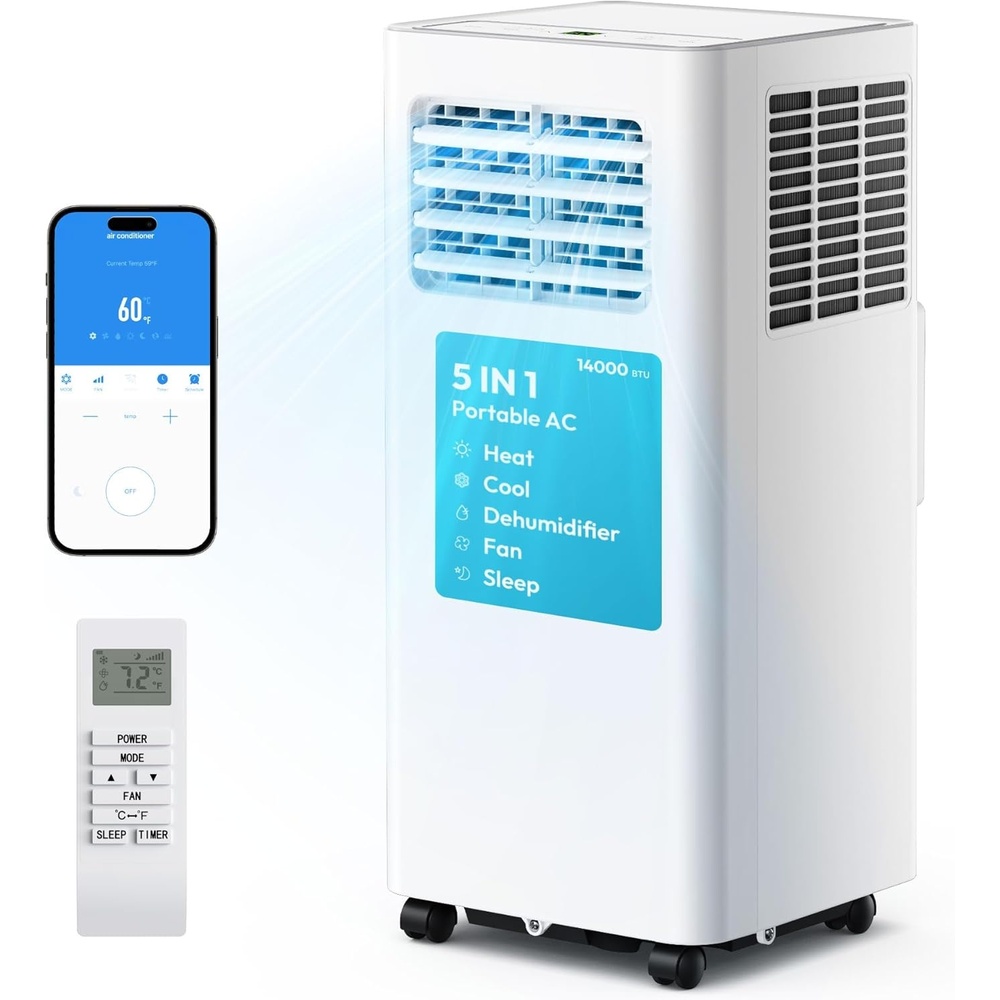 image:imageEUHOMY 14000 BTU Portable Air ConditionersSmart AC Unit with Heat APP14 000 BTU HEAT WIFI