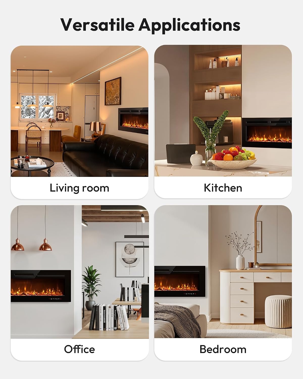 image:imageEUHOMY 36 Inch Electric Fireplace Recessed and Wall MountedUpgrade 50Inch