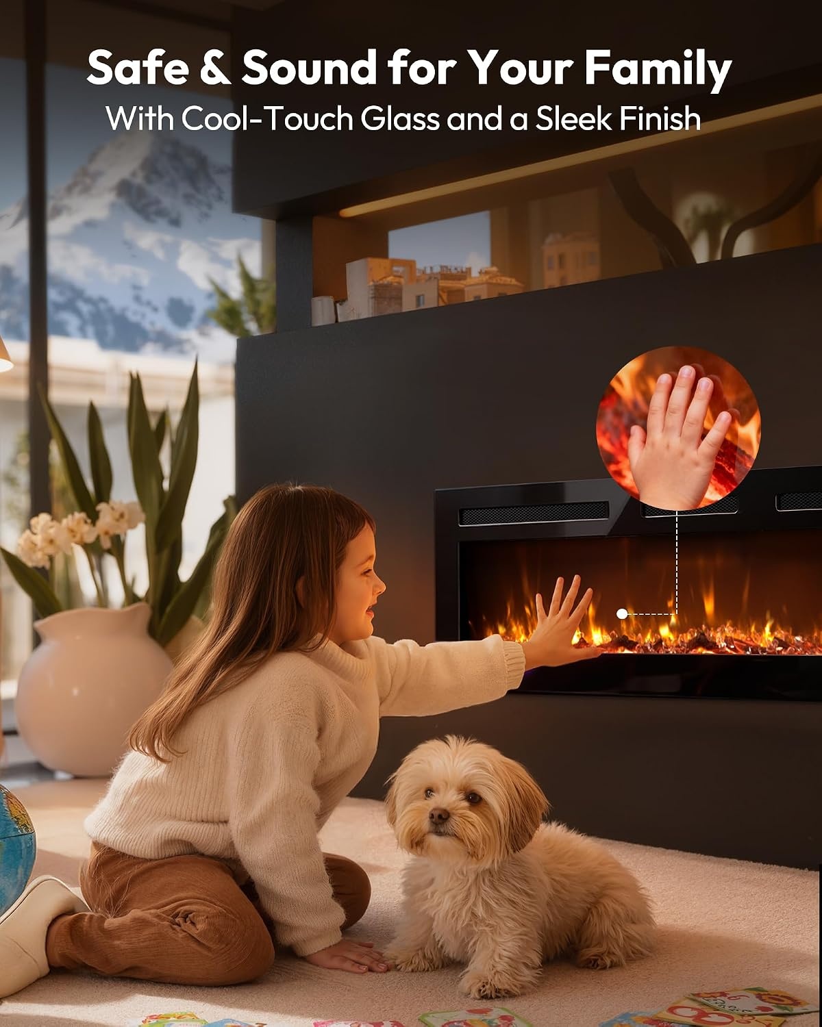 image:imageEUHOMY 36 Inch Electric Fireplace Recessed and Wall MountedUpgrade 60Inch