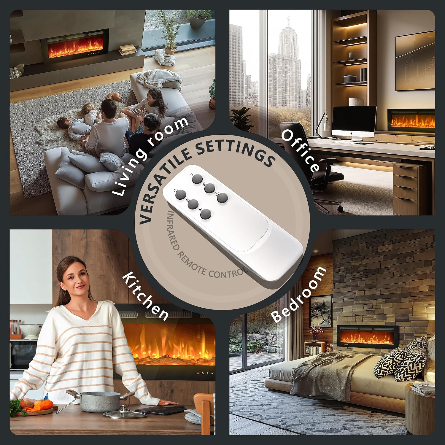 image:imageEUHOMY 50 Inch Electric Fireplace Recessed and Wall Mounted50 Inch