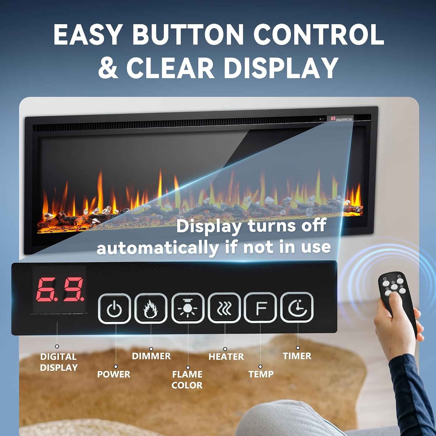 image:imageEUHOMY 50 Inch Electric Fireplace Recessed and Wall Mounted50 Inch Premium