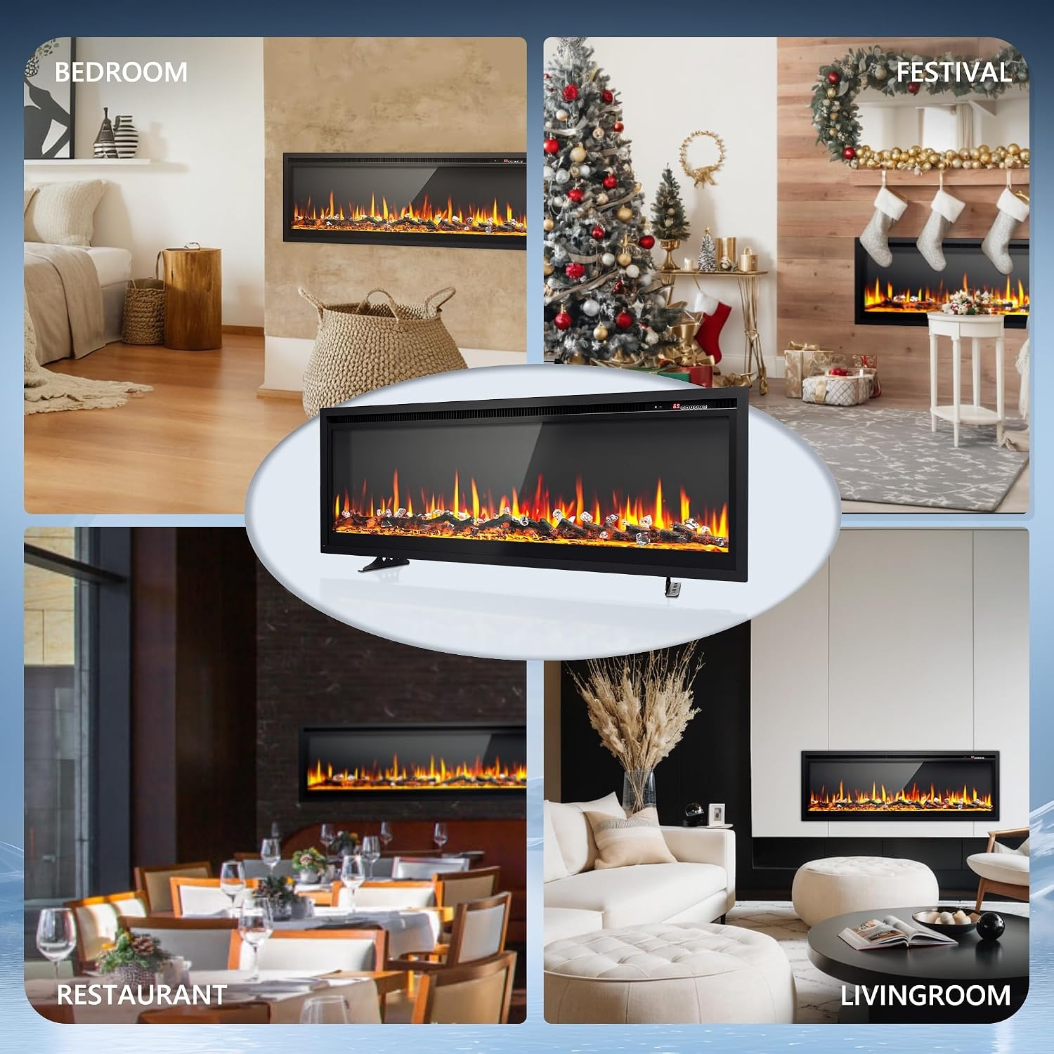 image:imageEUHOMY 50 Inch Electric Fireplace Recessed and Wall Mounted50 Inch Premium