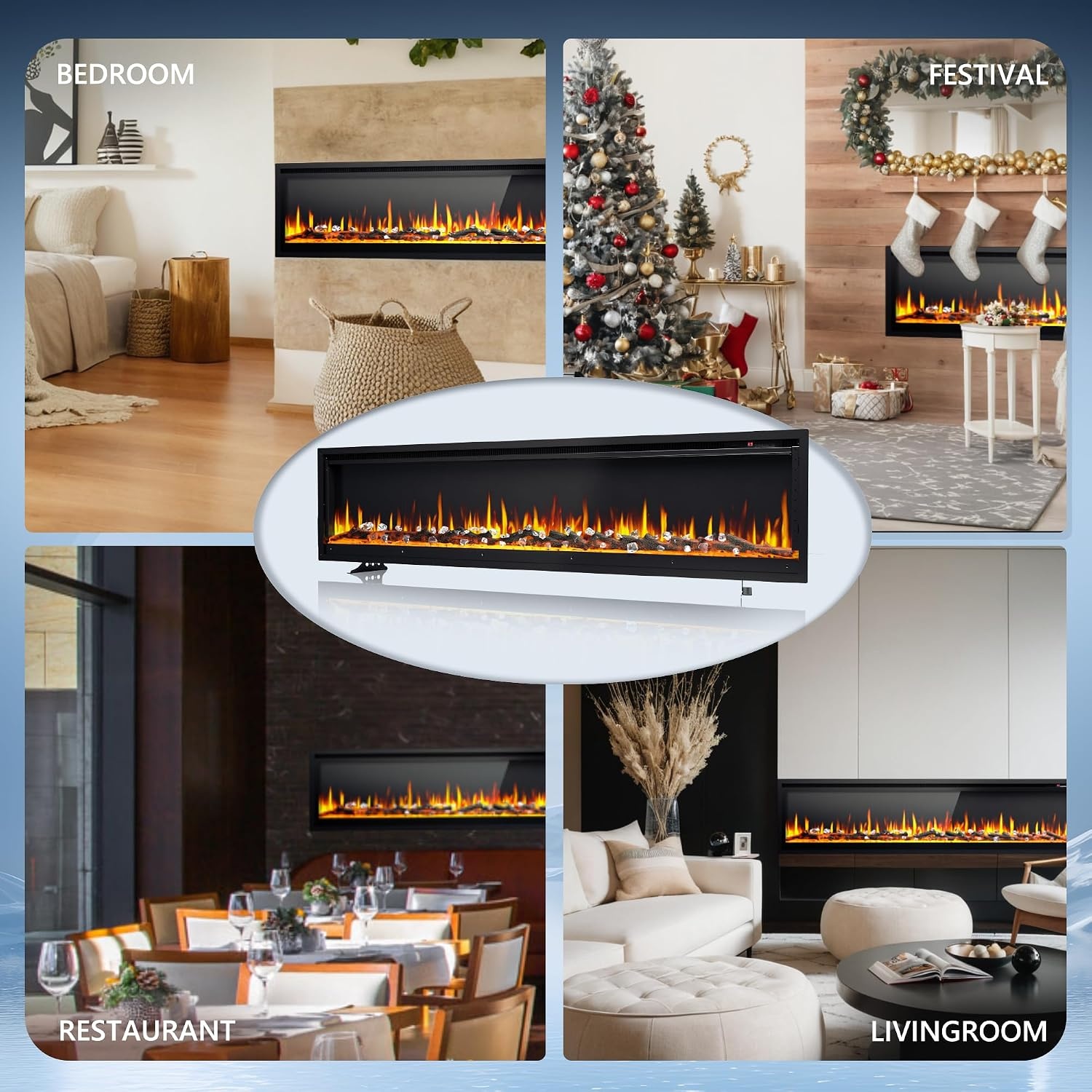 image:imageEUHOMY 50 Inch Electric Fireplace Recessed and Wall Mounted73 Inch Premium