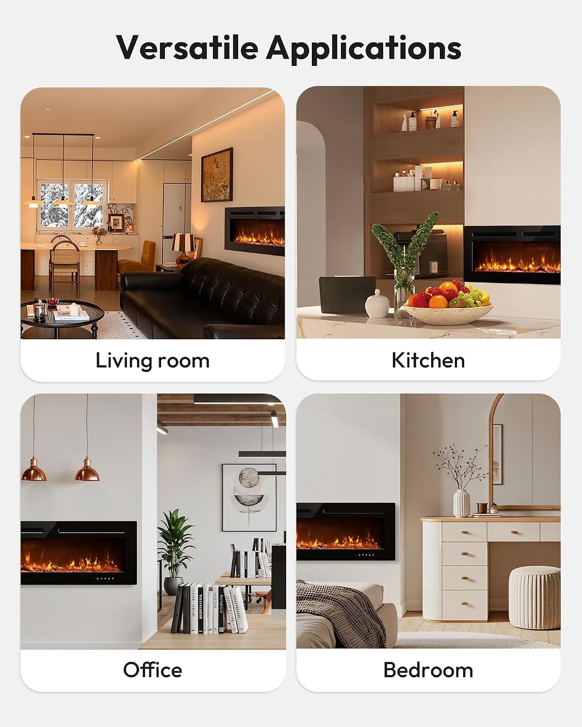 image:imageEUHOMY 50 Inch Electric Fireplace Recessed and Wall MountedUpgrade 60Inch