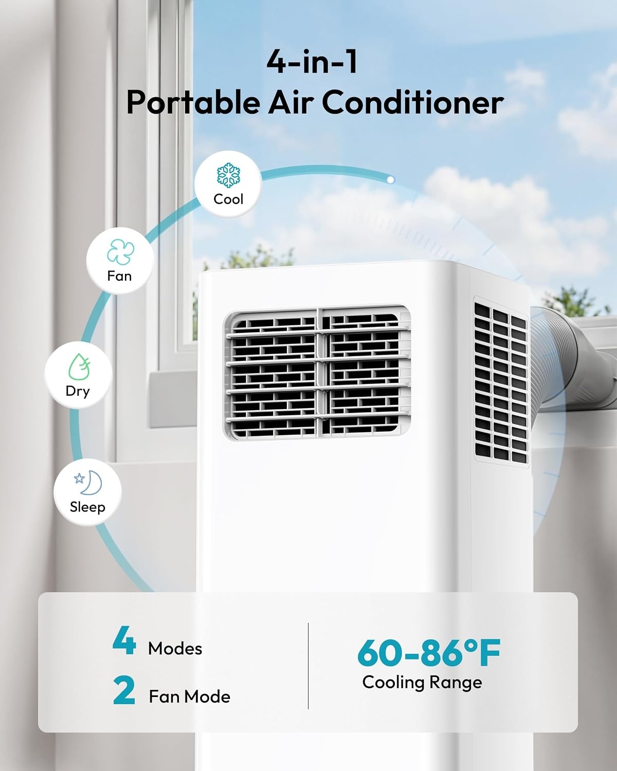 image:imageEUHOMY 8000 Btu Portable Air Conditioners 3 in 1 Portable AC with Cool Dry Fan Modes Quiet Air Conditioners with 24H Timer amp Sleep Modes with Remote for Bedroom Apartments up to 350 SqFt8 000 BTU