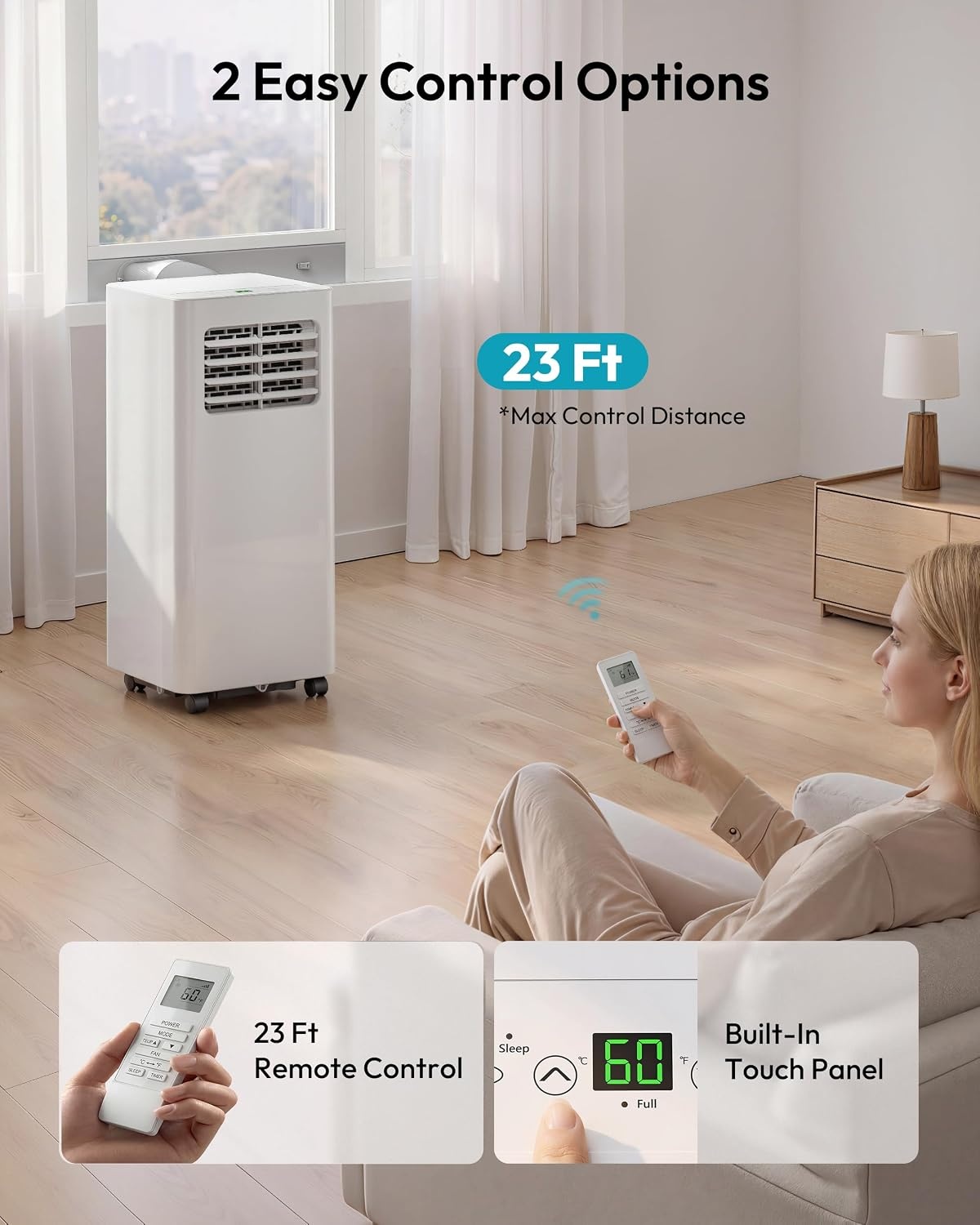 image:imageEUHOMY 8000 Btu Portable Air Conditioners 3 in 1 Portable AC with Cool Dry Fan Modes Quiet Air Conditioners with 24H Timer amp Sleep Modes with Remote for Bedroom Apartments up to 350 SqFt8 000 BTU