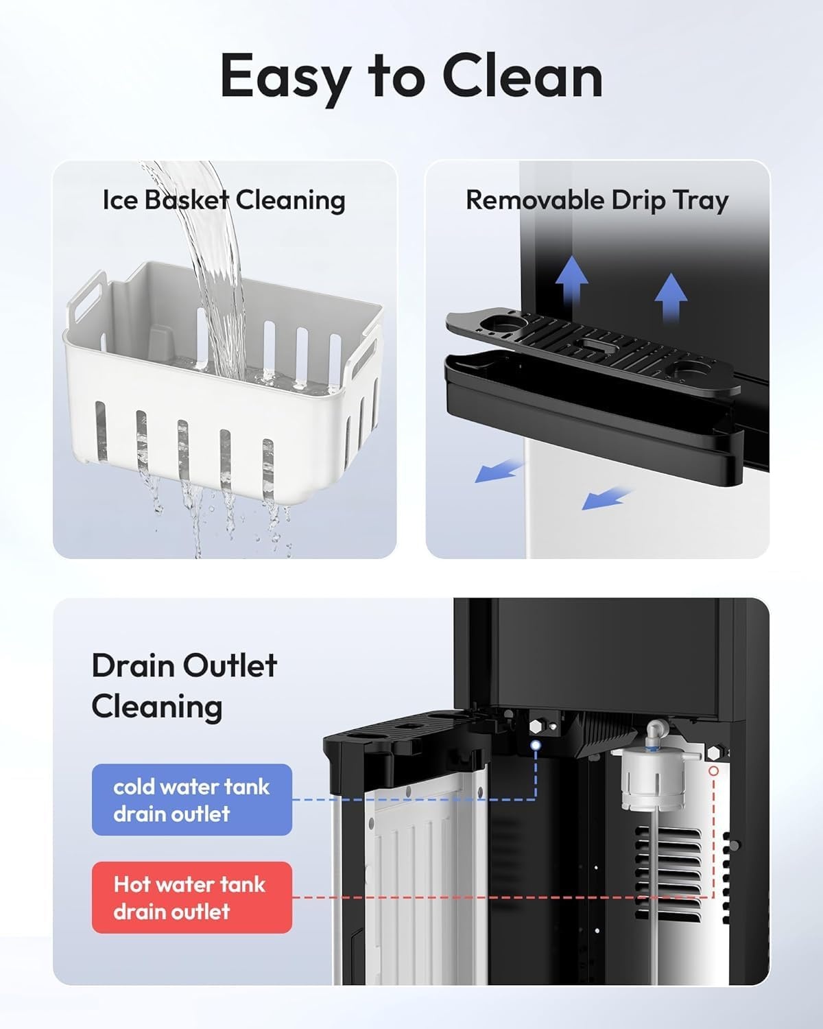 image:imageEuhomy 4in1 Water Dispenser with Ice Maker BottomLoading Water Cooler Hot and Cold Fits 3 amp 5 Gallons 33 lbs per Day Ice Production Childproof Lock for Home Office Kitchen BlackBlack