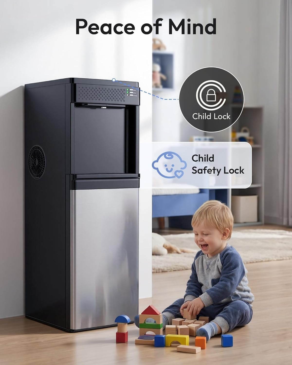 image:imageEuhomy 4in1 Water Dispenser with Ice Maker BottomLoading Water Cooler Hot and Cold Fits 3 amp 5 Gallons 33 lbs per Day Ice Production Childproof Lock for Home Office Kitchen BlackBlack