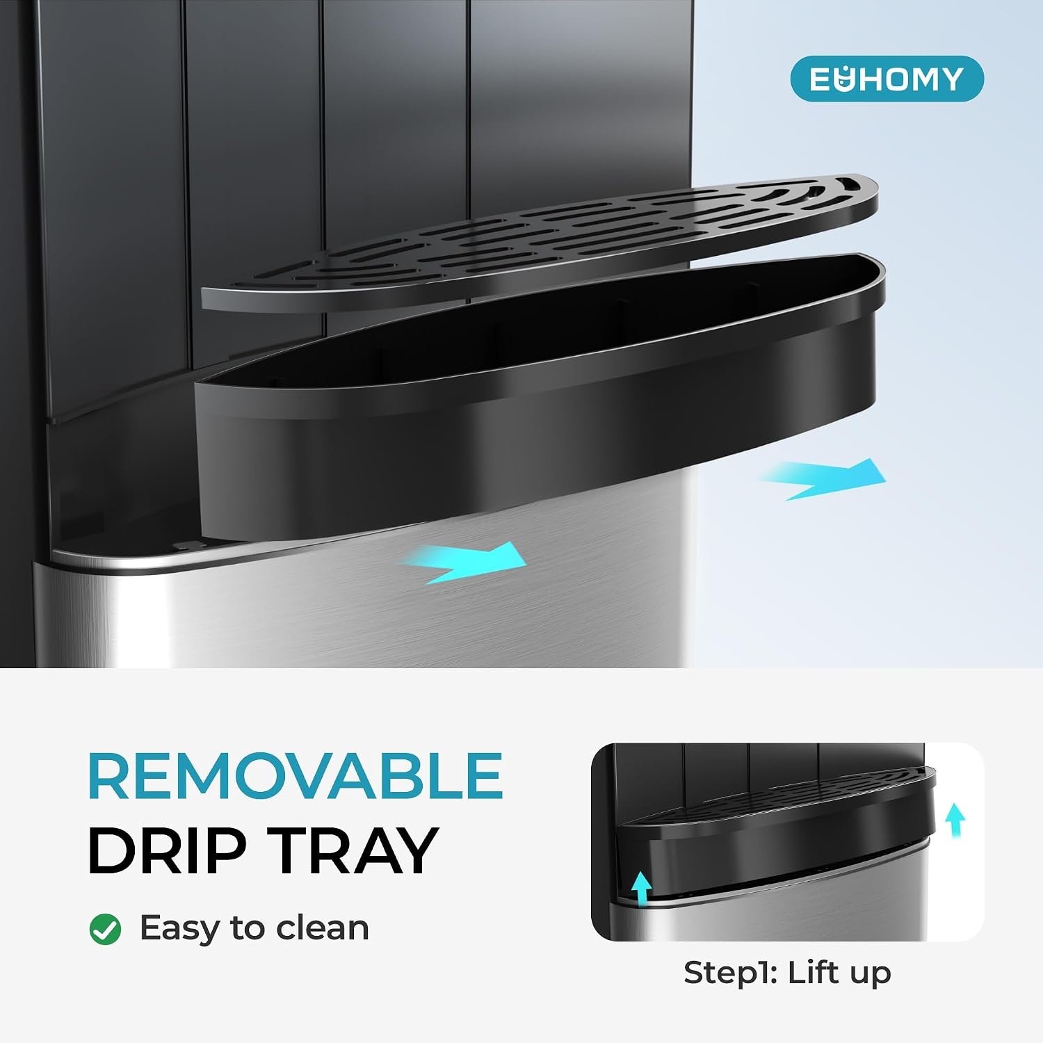 image:imageEuhomy Bottleless Water Cooler Water Dispenser 3 Temperature Settings Hot Cold amp Room Water NSF Certified Dual Filters Self Cleaning Water Dispenser Child Safety Lock LED Indicator BlackBlack