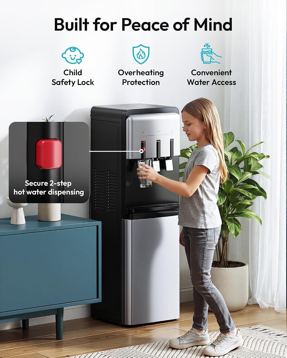 image:imageEuhomy Bottom Loading Water Dispenser 3 Temperatures 3 or 5 Gal BottlesBlack
