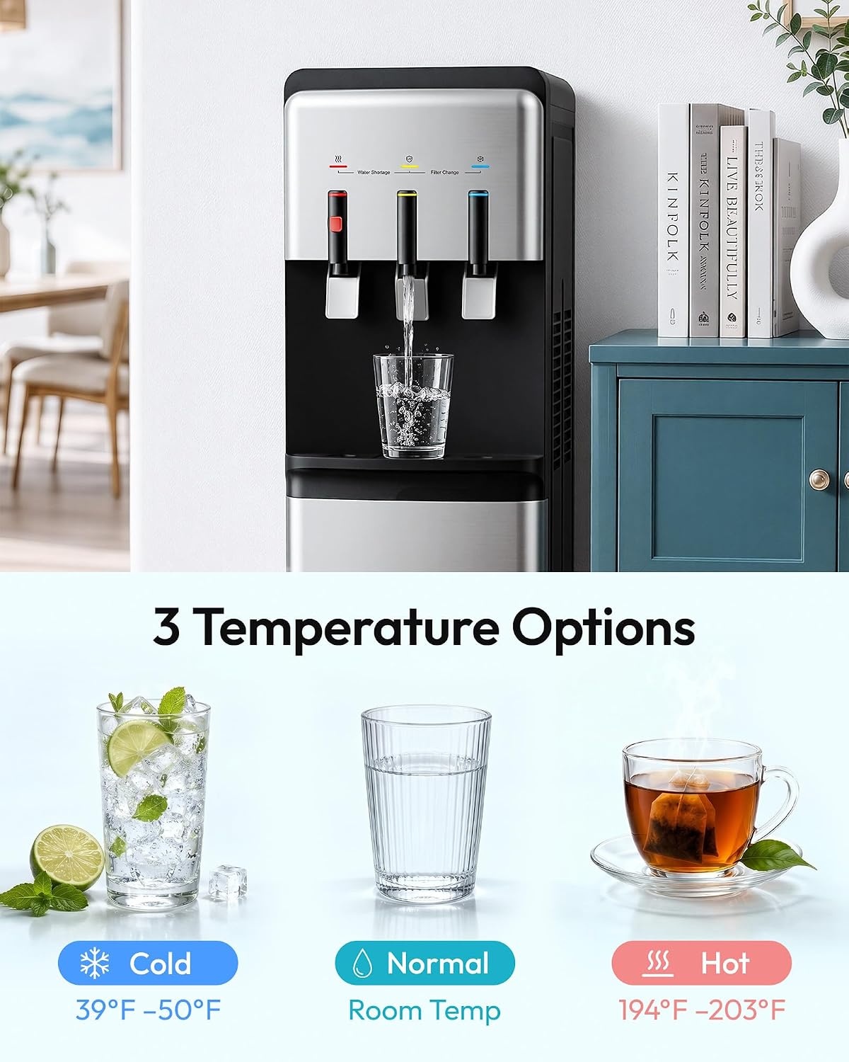 image:imageEuhomy Bottom Loading Water Dispenser 3 Temperatures 3 or 5 Gal BottlesBlack