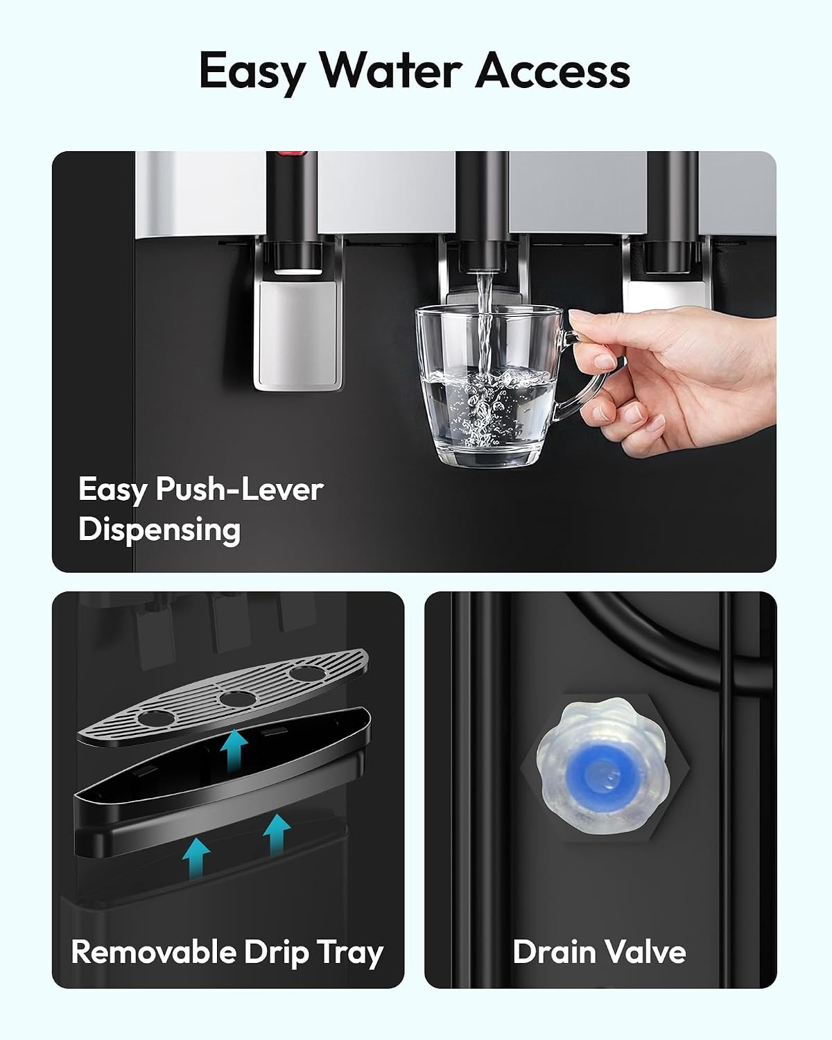 image:imageEuhomy Bottom Loading Water Dispenser 3 Temperatures 3 or 5 Gal BottlesBlack