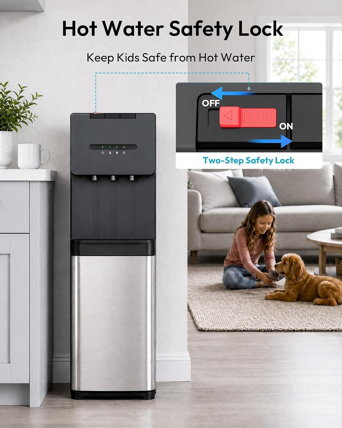 image:imageEuhomy Bottom Loading Water Dispenser 3 Temperatures 3 or 5 Gal BottlesBlack