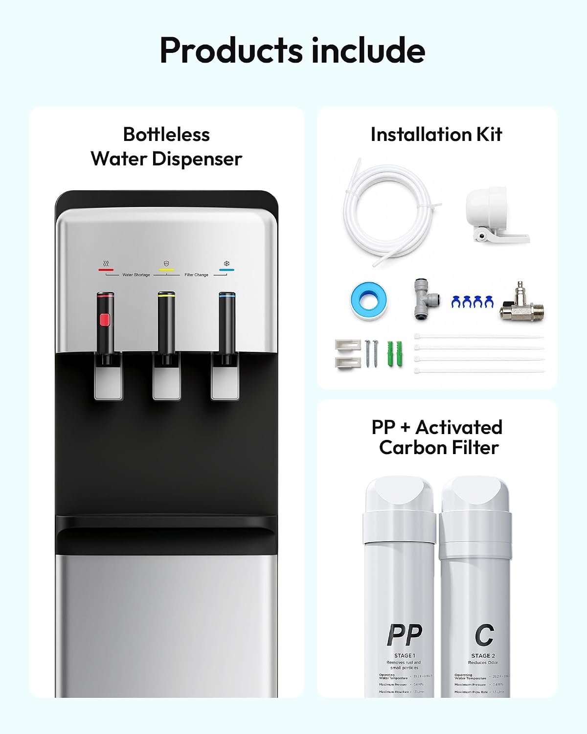 image:imageEuhomy Bottom Loading Water Dispenser 3 Temperatures 3 or 5 Gal BottlesBlack
