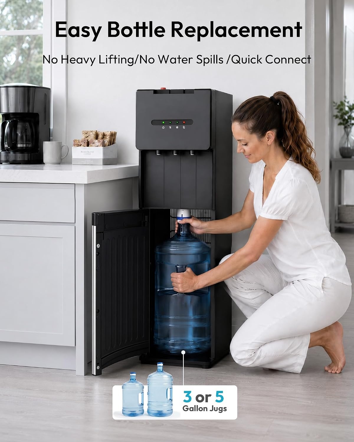 image:imageEuhomy Bottom Loading Water Dispenser 3 Temperatures 3 or 5 Gal BottlesBlack