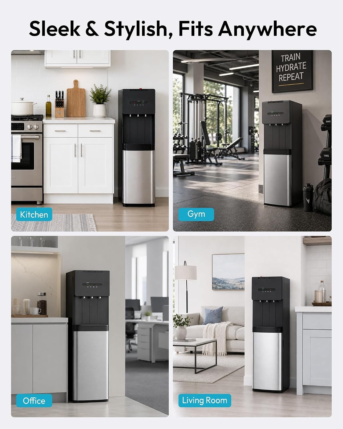 image:imageEuhomy Bottom Loading Water Dispenser 3 Temperatures 3 or 5 Gal BottlesBlack