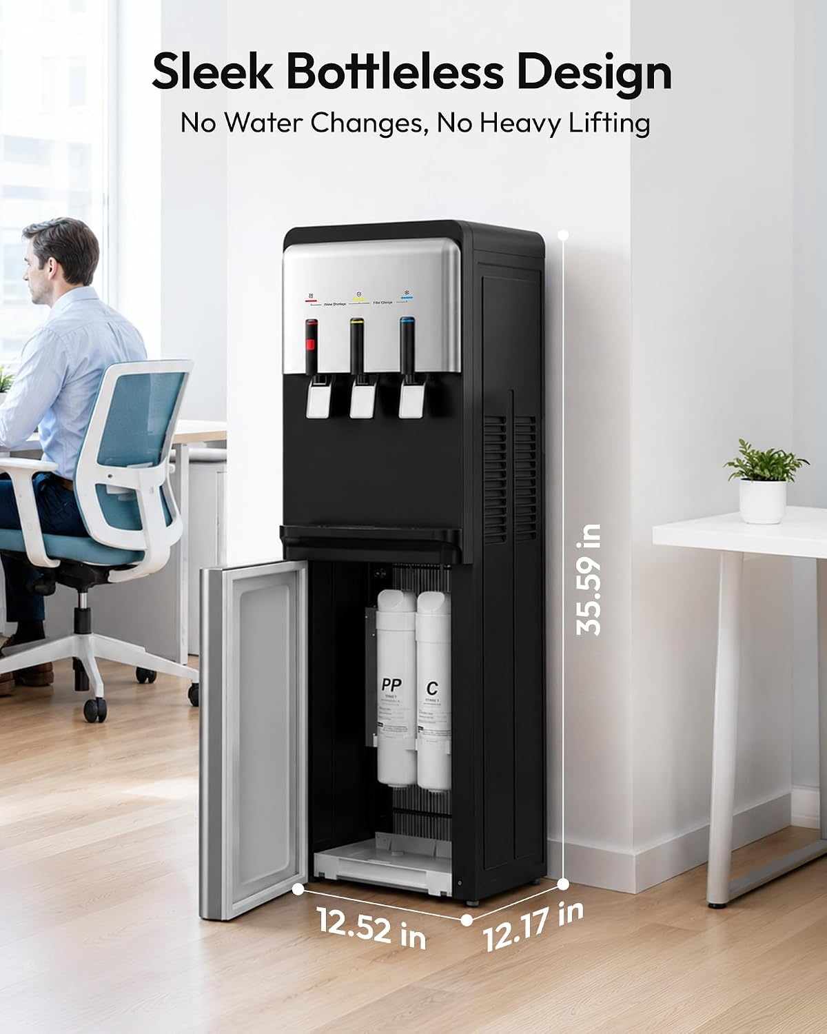 image:imageEuhomy Bottom Loading Water Dispenser 3 Temperatures 3 or 5 Gal BottlesBlack