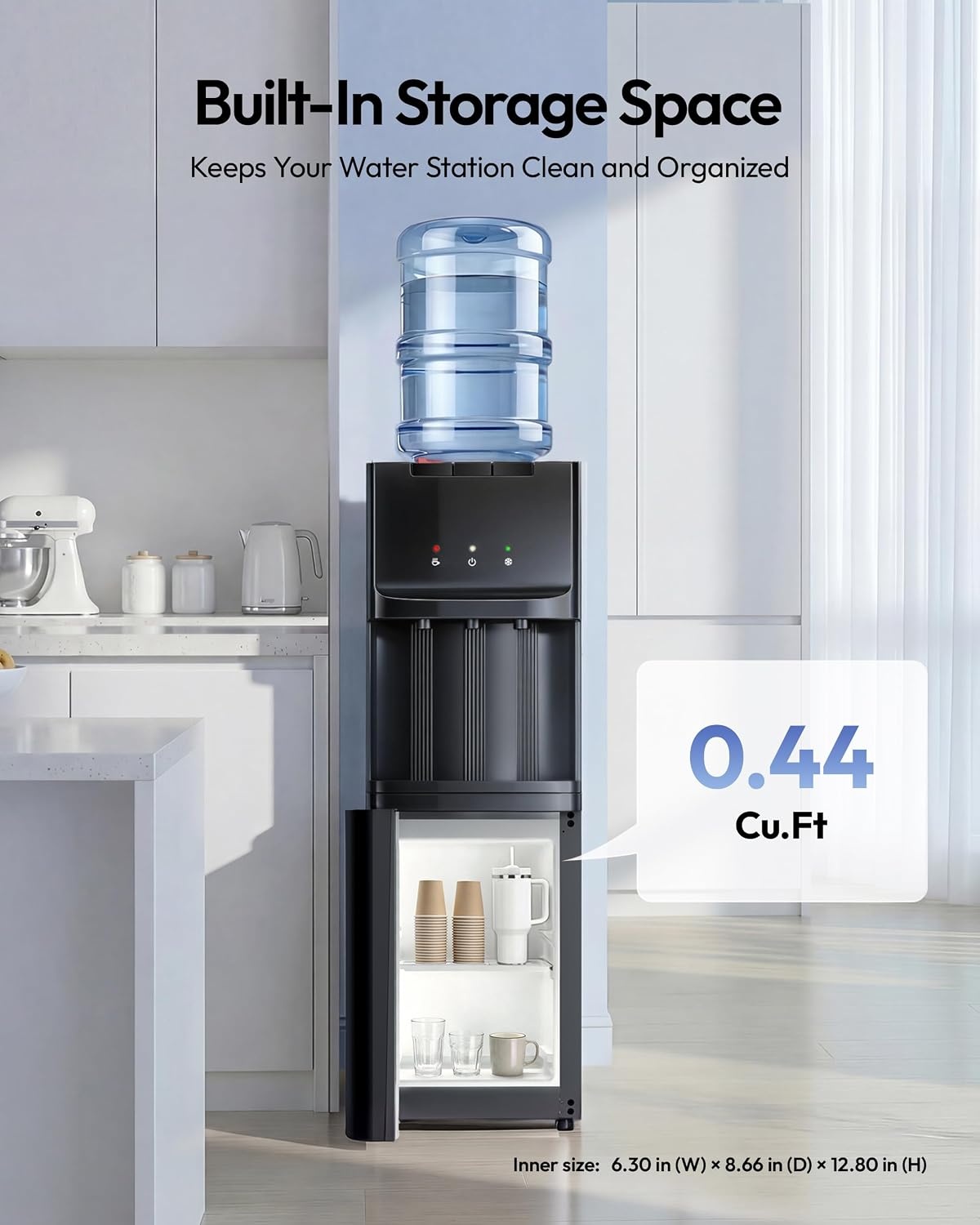 image:imageEuhomy Top Load Water Dispenser for 3 or 5 Gallon Bottles Countertop Water Cooler with 3 Temperatures Hot amp Cold Water with Child Safety Lock for Home Office KitchenToploading