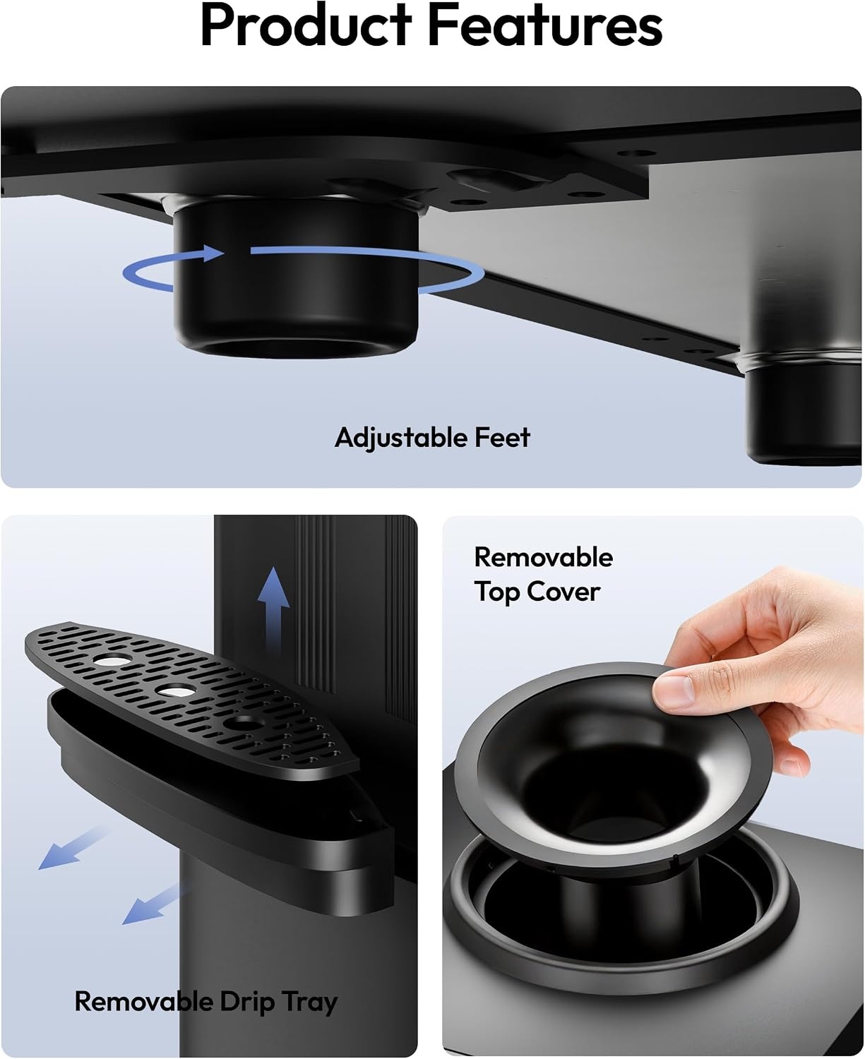 image:imageEuhomy Top Load Water Dispenser for 3 or 5 Gallon Bottles Countertop Water Cooler with 3 Temperatures Hot amp Cold Water with Child Safety Lock for Home Office KitchenToploading