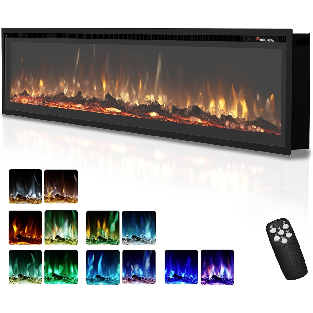 image:imageEUHOMY 50 Inch Electric Fireplace Recessed and Wall Mounted73 Inch Premium