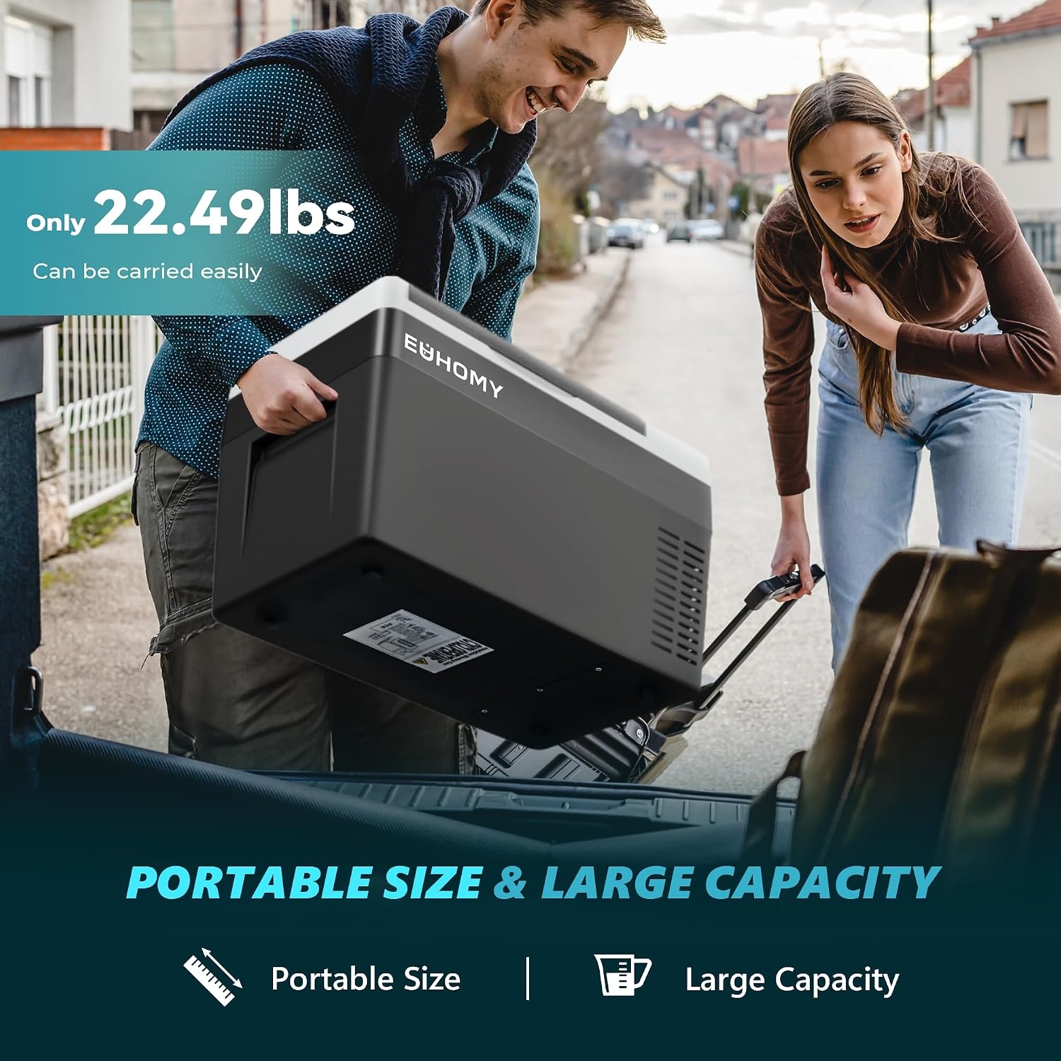 image:imageEUHOMY 12QT 12 Volt Refrigerator Portable Car Fridge with App Control26QT APP